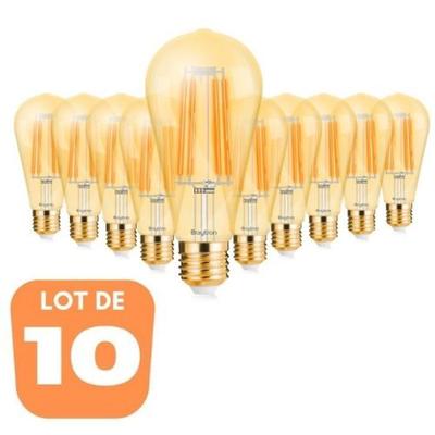 Set of 10 LED Bulbs ST64 Filament 6W E27 2200K Dimmable