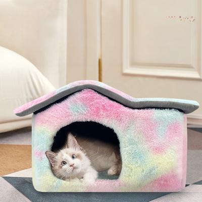 Pet House for All Seasons  Cat Bed  Autumn and Winter Warm Semi-enclosed Dog House  Comfortable Pet House Sleeping Bed