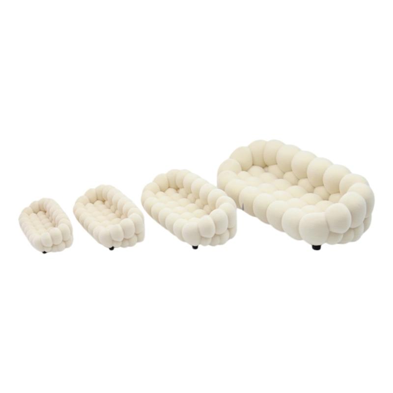 Tiny Dollhouses Accessories Plush Velvets Sofa For Miniature Scene Decoration Small Scale Furniture Bubble Couch