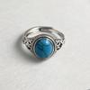 925 Sterling Silver Rings for Women Couple Minimalist Handmade Simple Blue Stone Ring Fine Jewelry Gift Prevent Allergy