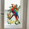 Tropical Parrots on Branch Window Clings Bird Flowers Palm Leaves Anti-Collision Glass Door Sticker Removable Waterproof Static PVC Decals for