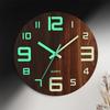 Holzmaserung Digitaluhr 12 Zoll Quarz Wanduhr Modernes Design Leuchtende Wanduhr Büro