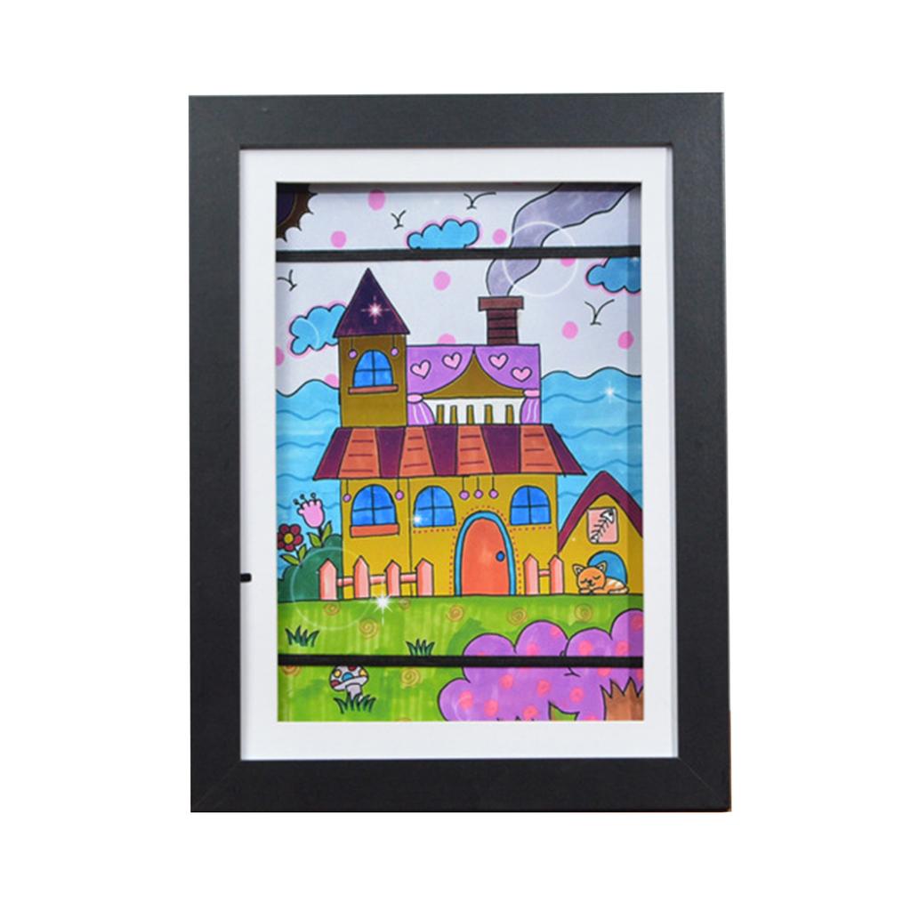 A4 Children Art Frame Sets Size Wooden Replaceable Photo Display for Poster Photo Drawing Paintings Pictures Display