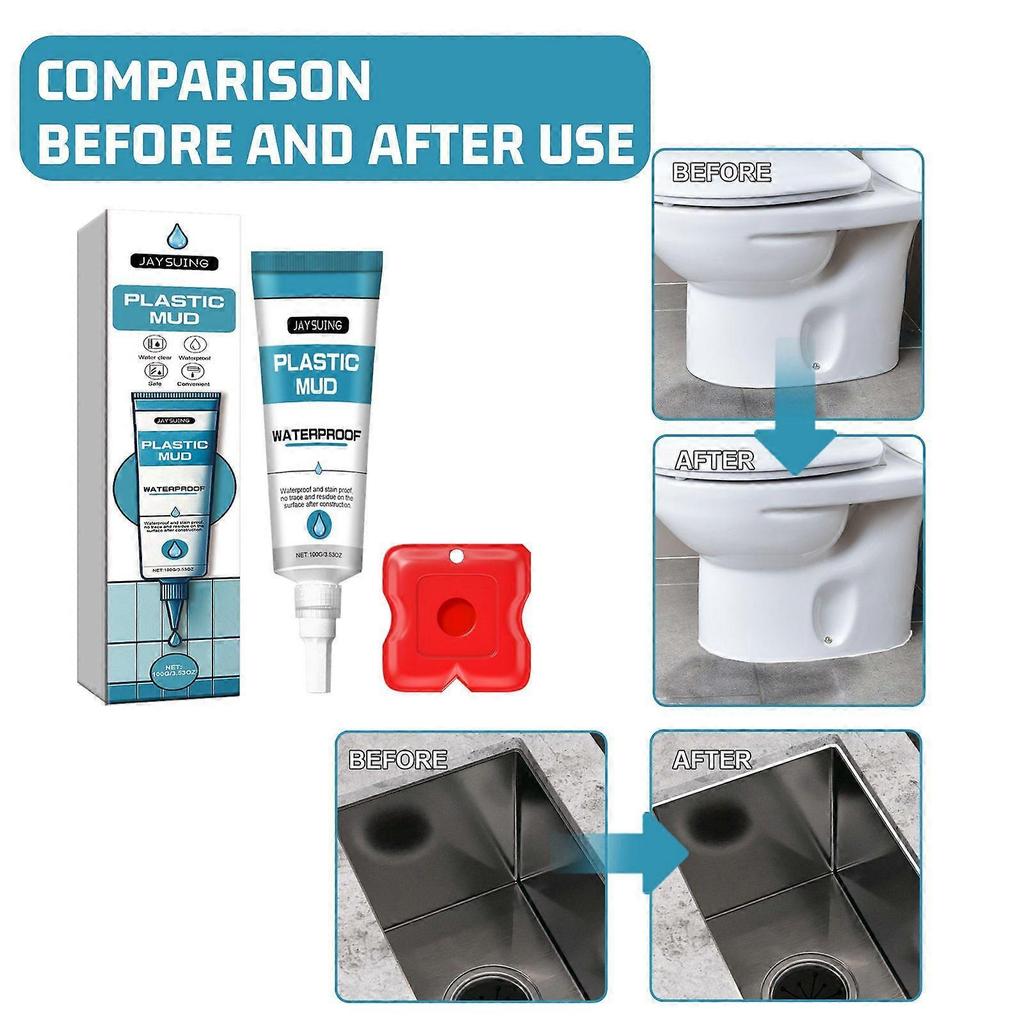 Toilet edge sealing plastic steel mud bathroom toilet wall floor tile gap repair agent 100g + scraper
