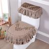 Red Lace Toilet Cover Set Universal Toilet Seat Cover and Water Tank Cover Quilting Design Waterproof and Stain Resistant Toilet Decoration Mats