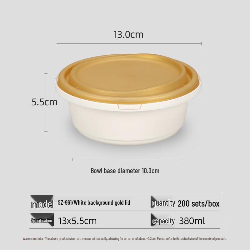 

HANDUNYOU 380ml Round Disposable Plastic Food Container with Lock Lid