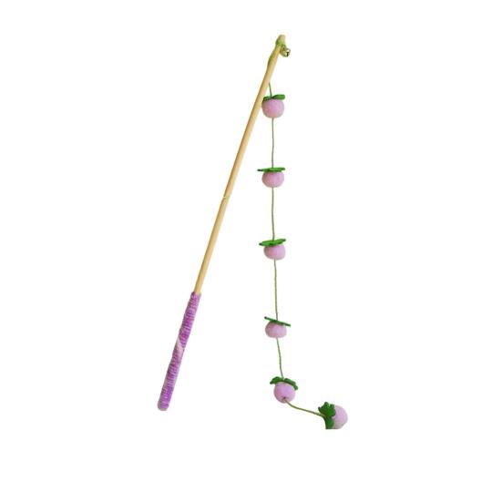 

Интерактивная кошачья удочка-игрушка, дразнилка для кошек, игрушка на веревочке с пушистыми плюшевыми шариками для игры и упражнений комнатных кошек фиолетовый