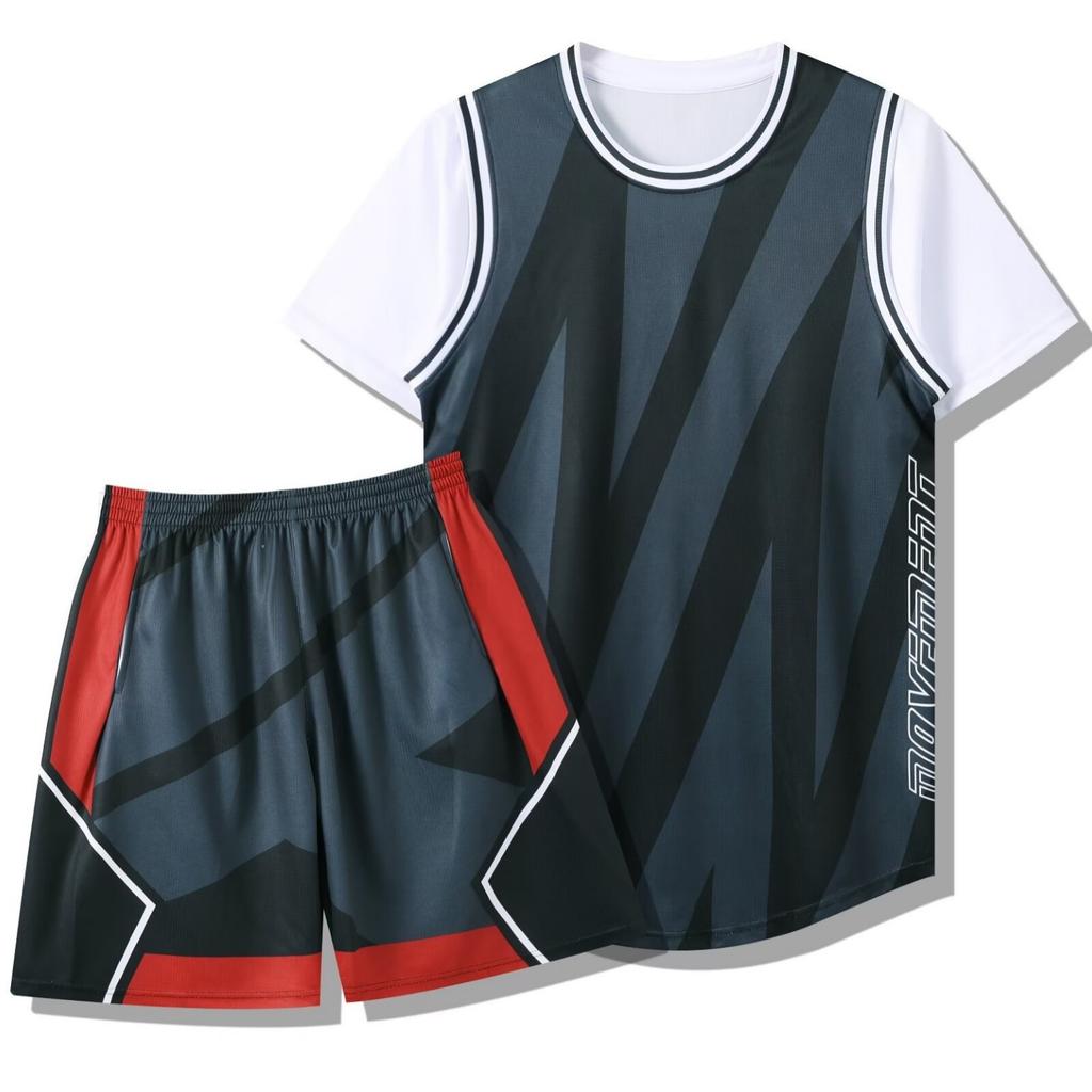 286 Fake Two-Piece Set, Basketball Jersey Set, Adult Men'S And Women'S Print Jersey, With Pockets On Both Sides 3Xs-6Xl