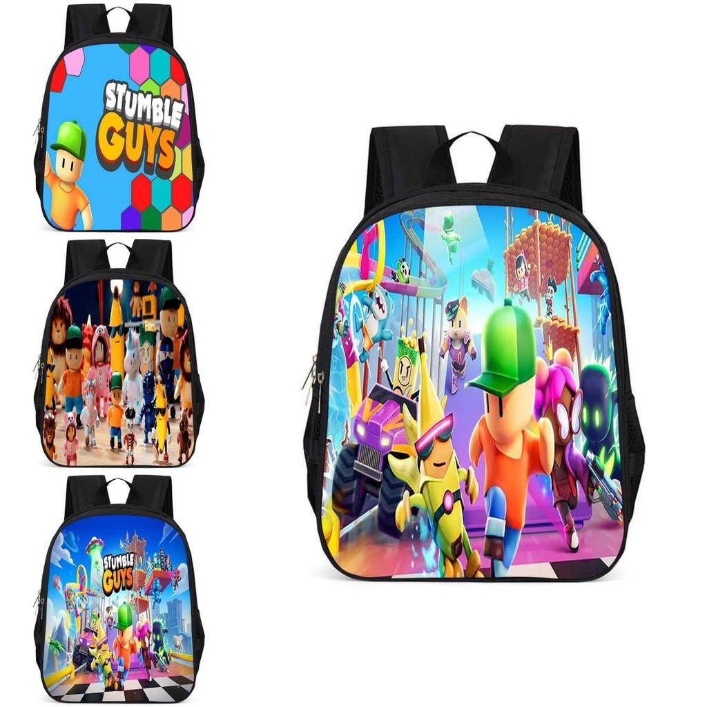 Stylish Stumble Guys Game Print Backpack Durable Oxford Cloth School Bag For Kids