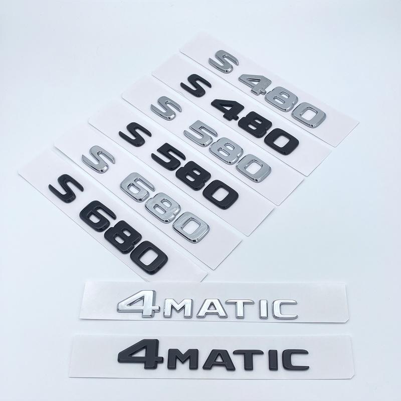 Glossy Black Silver S480 S500 S560 S580 S600 ABS Emblem for Mercedes Benz S W222 W223 Car Side Rear Badge Nameplate  Sticker argento