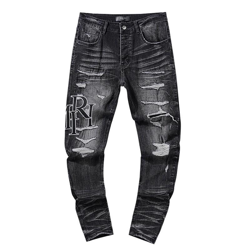 Jeans de Hombre Rectos con Parches Desgastados Estilo Vintage High Street Pantalones Casuales