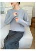 2025 Autumn/Winter Women's Thick Seven-Gauge Hollow-Out Semi-High Neck Cashmere Sweater Base Layer