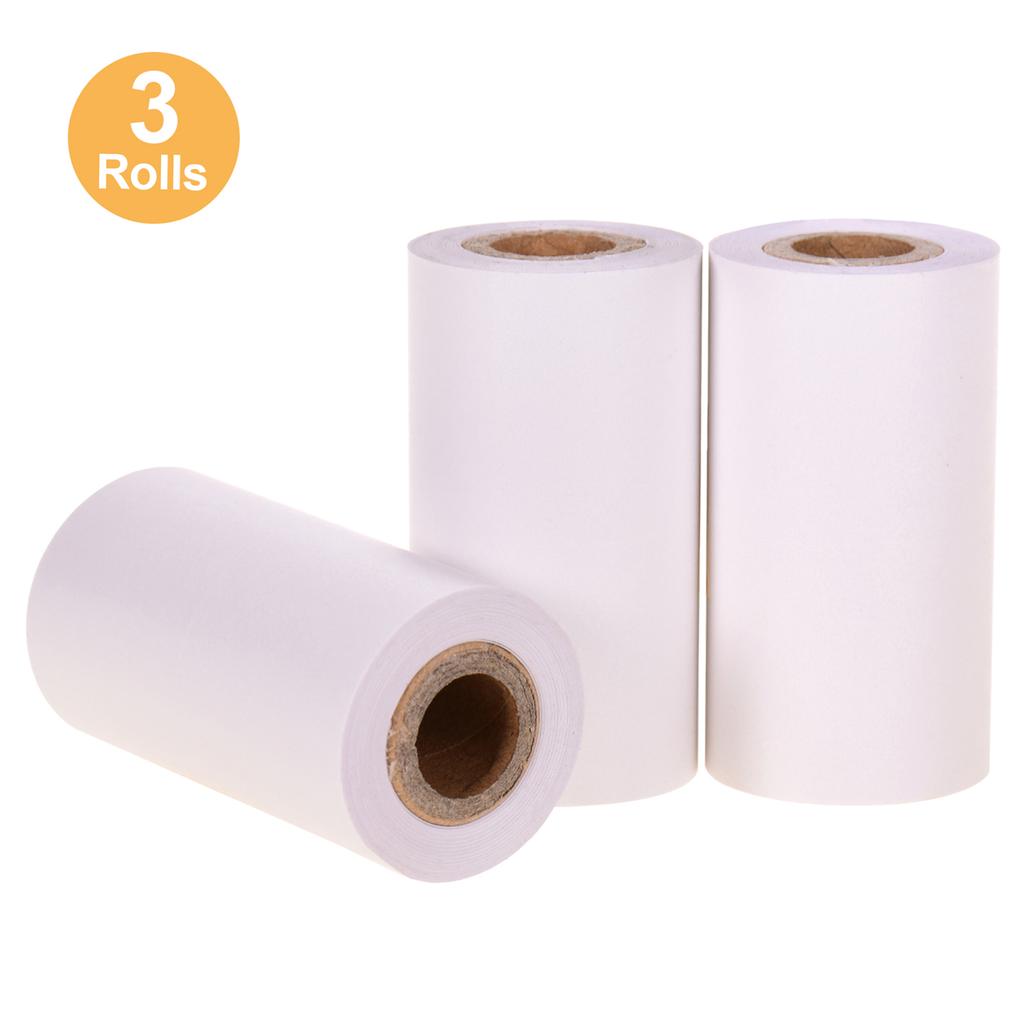 Poooli White Blank Sticky Thermal Paper Long Lasting 5 Years Paper Roll BPA Free 57*30mm(2.17*1.18in) 3 Rolls