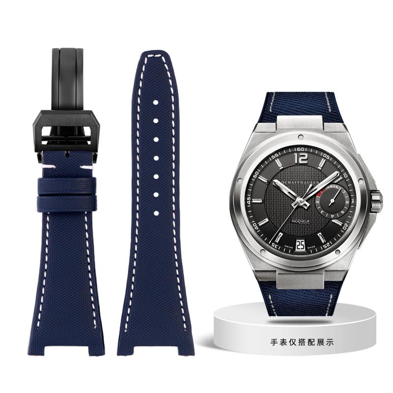 Nylonowo-skórzany pasek do zegarka IWC Engineer z wycięciem Pasek IW500501 IW378507 IW322703 Seria Czarny Sportowy płócienny pasek do zegarka