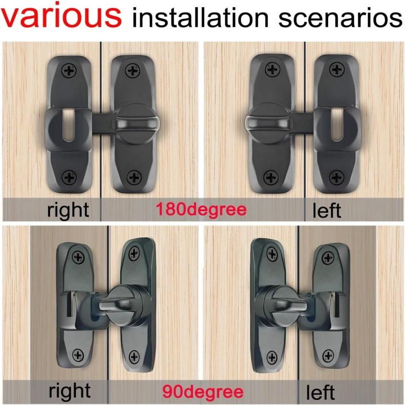 90/180 Degree Flip Door Lock Home Security Sliding Door Latch Small Gate Latches Hardware Anti-theft Lock Zinc Alloy Door Bolts