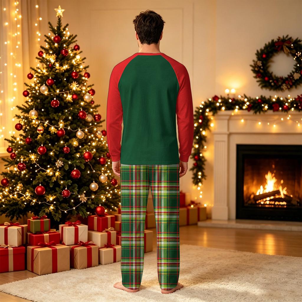 Set de pijama cu imprimeu de Crăciun, asortat pentru familie, cu mânecă lungă și pantaloni, pentru părinți și copii