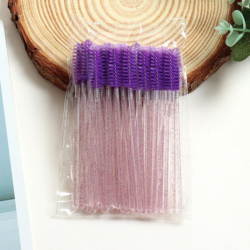 50-Pack Portable Multi-Purpose Eyelash and Eyebrow Crystal Handle Brushes