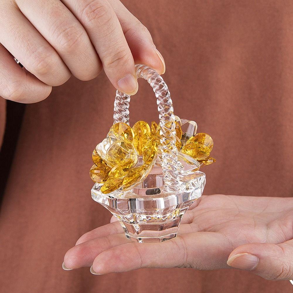 Krystallkunst Krystall Blomsterkurv Figurer Små Bilpynt TV-hylle