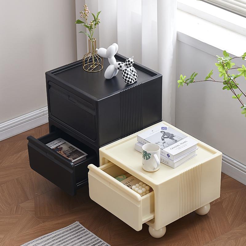 Multi-Layer Plastic Drawer Cabinet Bedside Storage Organizer for Children's Room And Bedrooms Compact Storage Unit for Small Spa