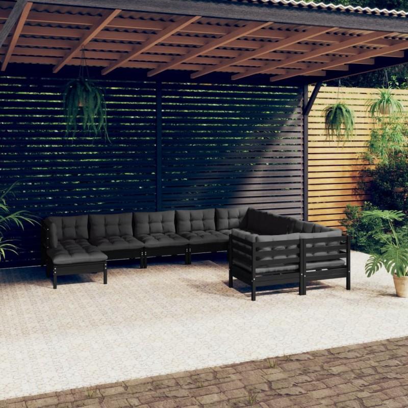 Day and Night - Day and Night Garden Furniture 10 Pieces with Black Pine Wood Cushions