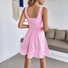 2026 Sleeveless Holiday Mini Dress: Sweet Lace Trim, Bow, Plaid Design