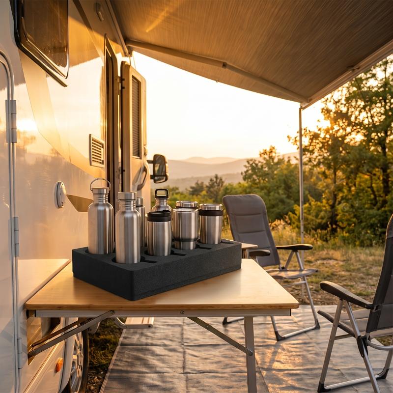 RV Cup Holder 8/13 Slot Foam Space Saving Rack Multi-Function Drink Mug Storage for Caravan Camping Travel