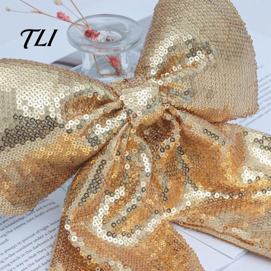 Durable Polyester Bows for Seasonal Decor Christmas Large Bow Pendant with Sequin, Multi-Layered Glitter Decorative Hanging Holiday Parties Ornament,