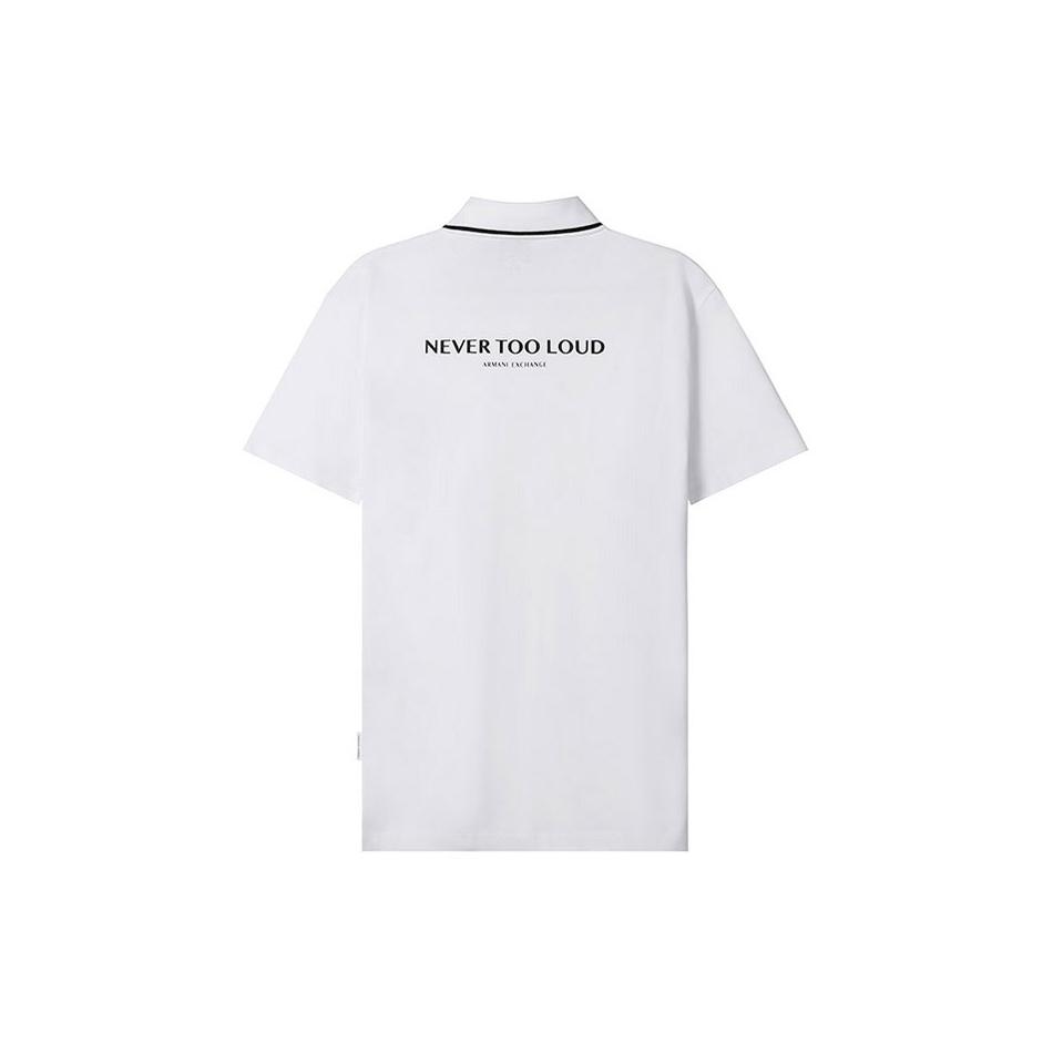 ARMANI EXCHANGE Polo Shirts Men's White Polo Collar Moderate Straight Fit 6KZFGA-ZJ4YZ-1100