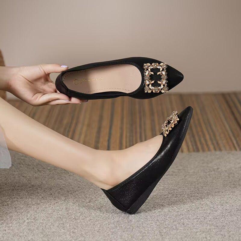 Pointed Toe Slip-on Rhinestone Shoes for Women Korean Style Spring Offer Low Price Casual High Quality Fashion Young Woman Flats