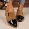 Fashion New Spring and Autumn Pointed Toe Single Shoes Colorblock Leopard Leisure Kitten Heel Block Heel Plus Size Women's Shoes