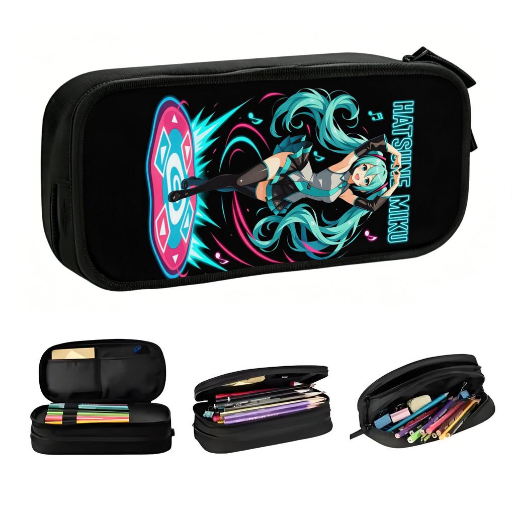 Cute Vocaloid Anime H-Hatsune M-Miku Pencil Case for Girls Boys Girl Kawaii Large Storage Pen Bag Box School Accessories