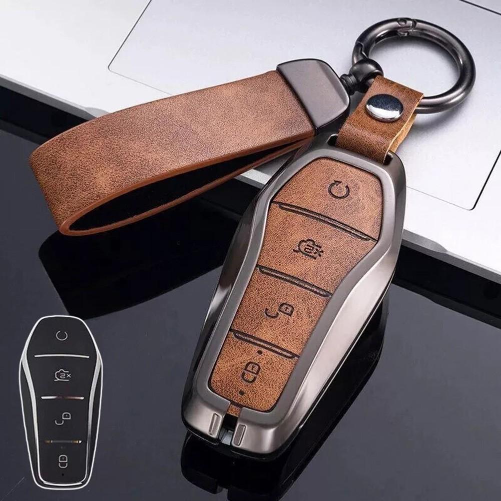 Sophisticated Design Zinc Alloy And Leather Car Key Cover for BYD For Tang