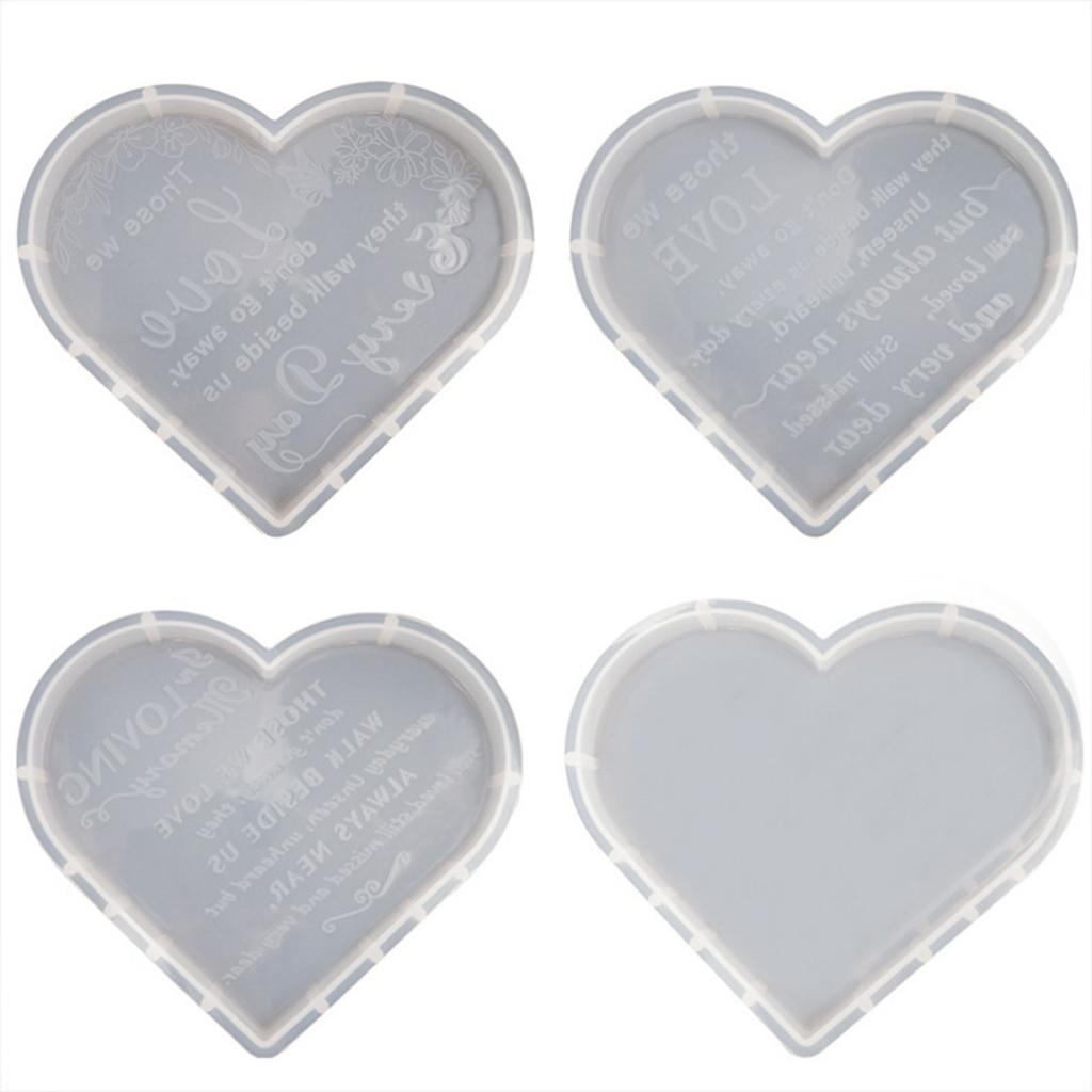 4pcs/set Heart Tray Silicone Molds Jewelry Coaster Casting Resin Crafts Making