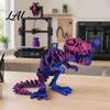 Integrated Joint Dinosaur Figure 3D Printed Figure Movable Joints Smooth Opening Decoration Desktop Ornament Gradient Metallic Texture Mini