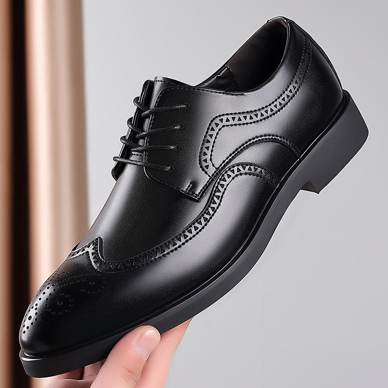 Men's Classic Retro Brogue Shoes Mens Lace-Up Business Leather Shoes Dress Office Flats Men Wedding Party Oxfords