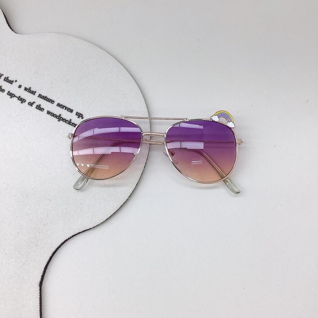 2025 Travel Sun Protection New Children's Personality Trendy Rainbow Cute Baby Sunglasses Retro Double Bridge Glasses