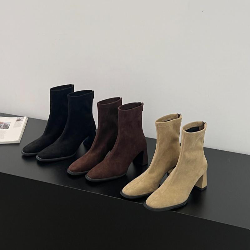 Fashion Ankle Boots Women Suede High Heels Shoes Elegant 2025 New Party Brand Woman Snow Boots Sexy Chunky Chelsea Pumps Woman Botas