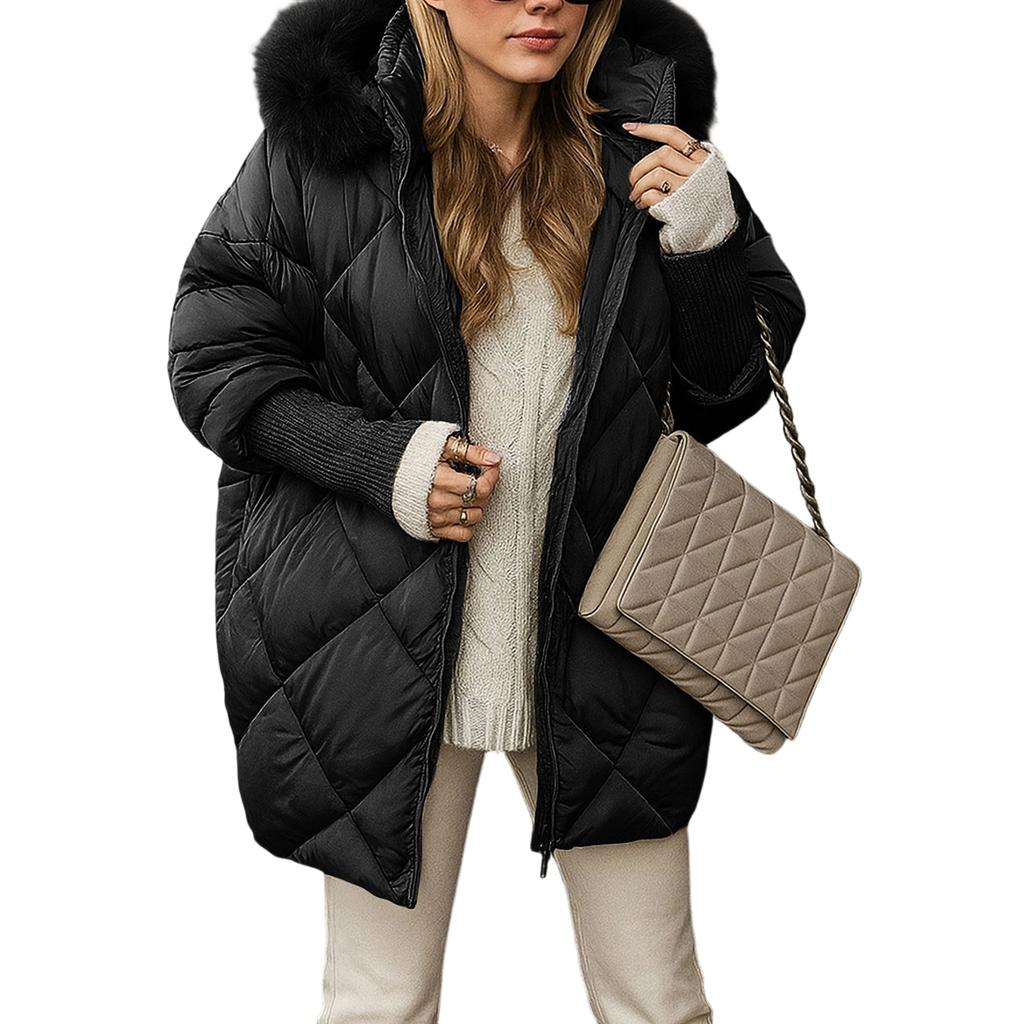 Jackets For Women Jacket Fleece Lined Winter Coats Hooded Down Coat With Zip Pockets