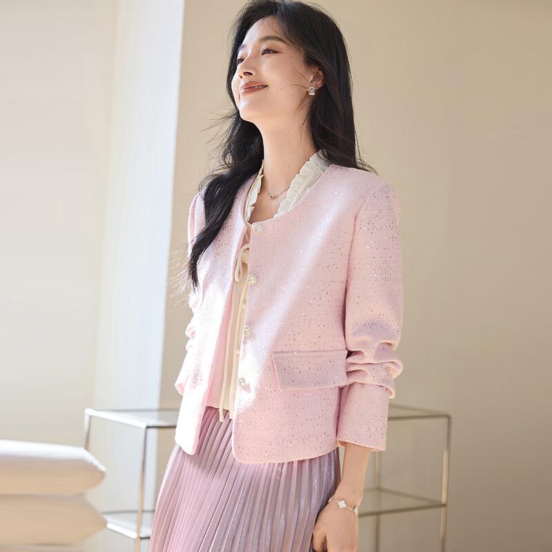 VICTORIA&VERA Women's Elegant Shimmer Textured Jacket