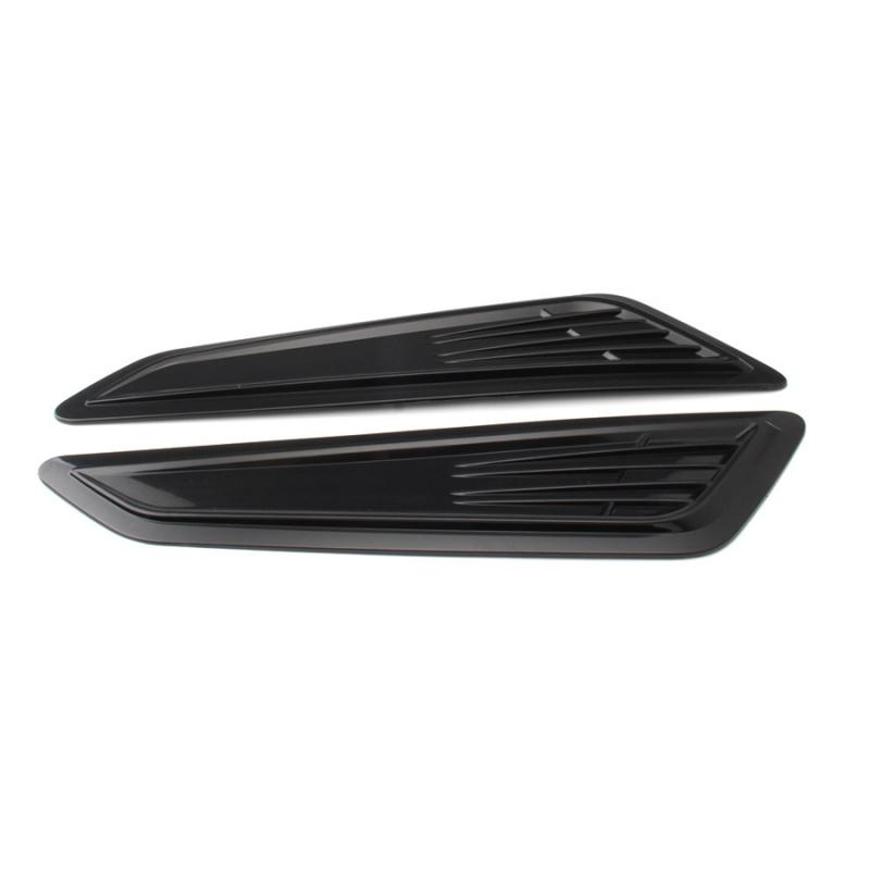 New 2 Pcs Glossy Black Car Hood Vent Louver Scoop Cover Intake Cooling Panel Trim