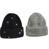 MultiPurpose Acrylic Fibre Knitted Hat with Rhinestones Decors Cold Weather Hat For Adult Teens StreetWear Casual Outfit