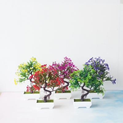 Artificial Flower Potted Plant Plastic Bonsai Fake Pine Tree Indoor Plastic Simulated Tree Potted Plants Table Potted Ornaments