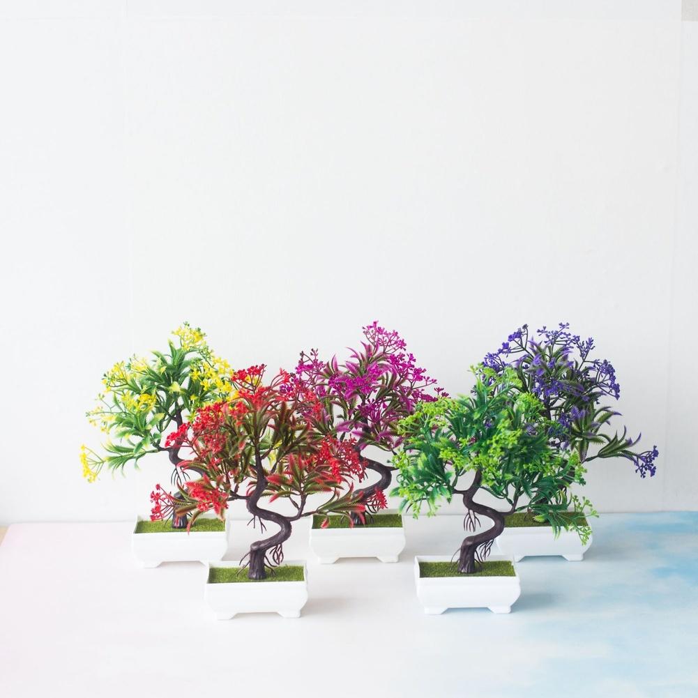 Artificial Flower Potted Plant Plastic Bonsai Fake Pine Tree Indoor Plastic Simulated Tree Potted Plants Table Potted Ornaments