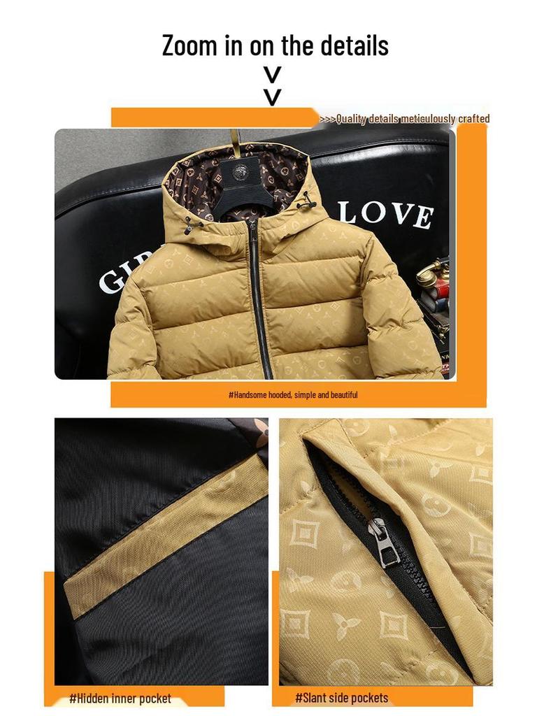 Jaqueta Acolchoada Masculina Tendência com Relevo - Algodão Grosso para Outono/Inverno