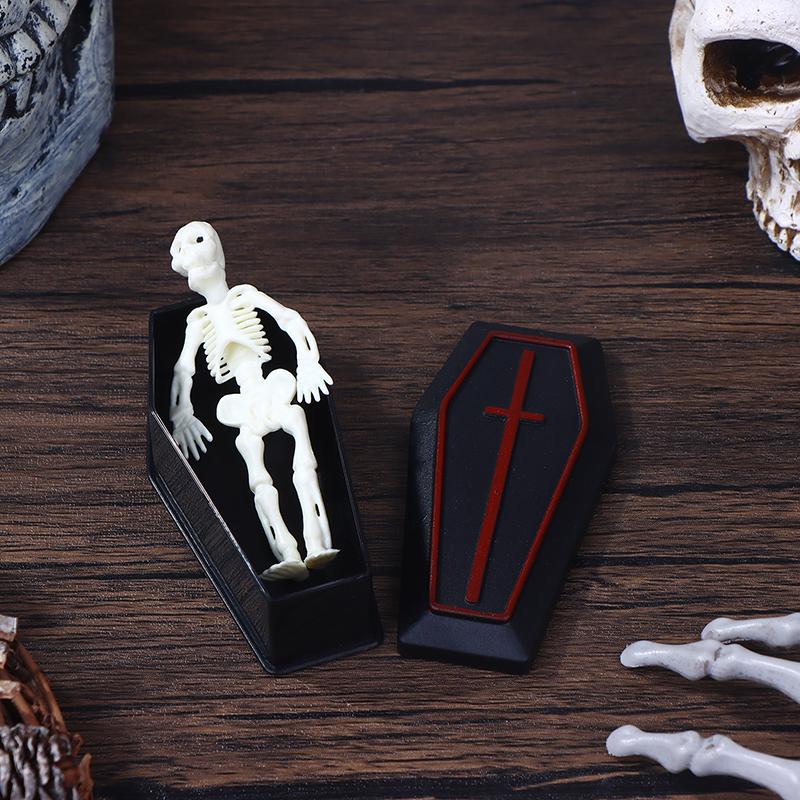 2/4Pcs Miniature Dollhouse Coffin Boxes Halloween Treat Coffin Boxes Coffin Prank Props Box Model Trickery Props Halloween Decor