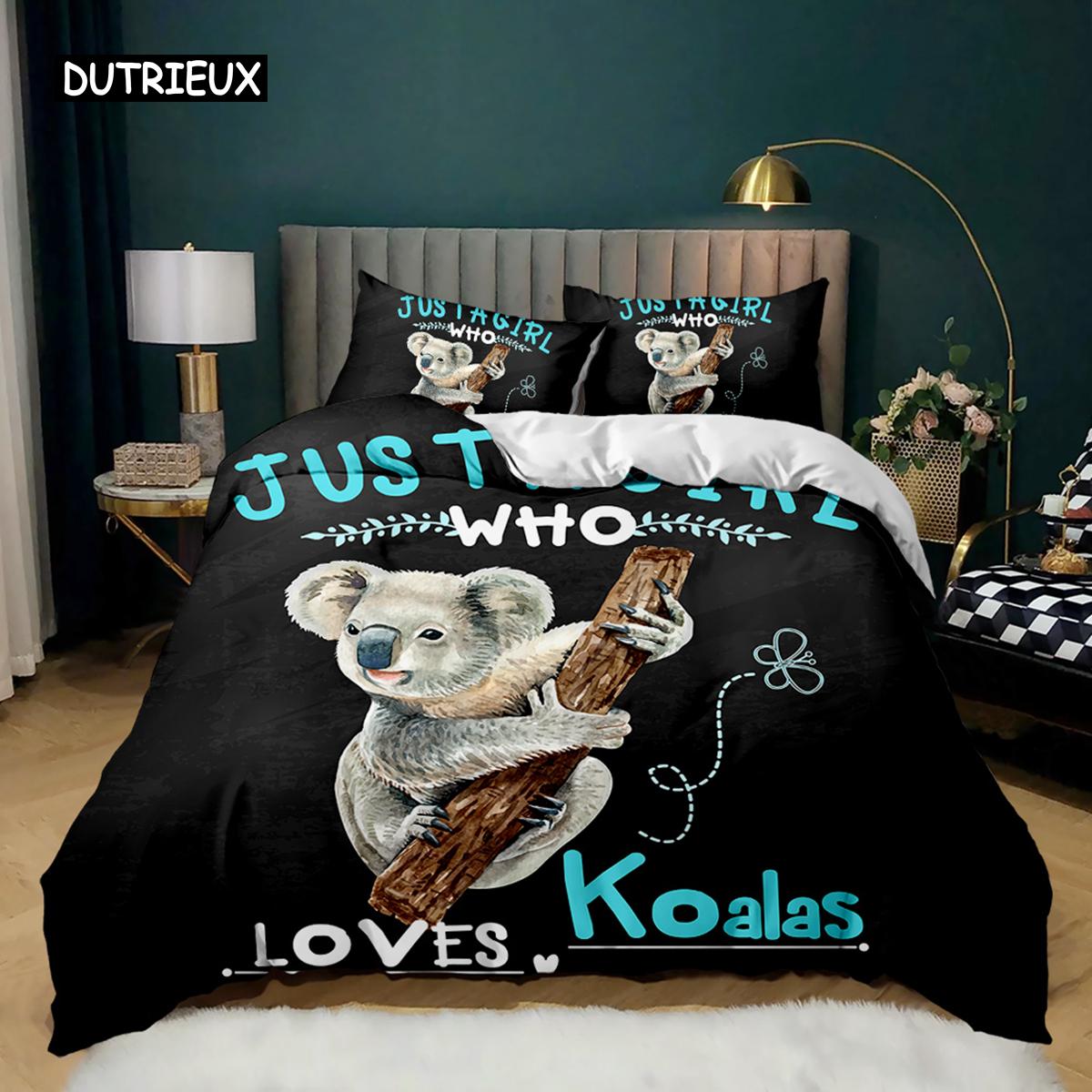 Cartoon Duvet Cover Set Howling Wolf Moonlit Night Bedding Polyester Just A Girl Who Loves Wolves Quilt Cover EU single(135x200cm)