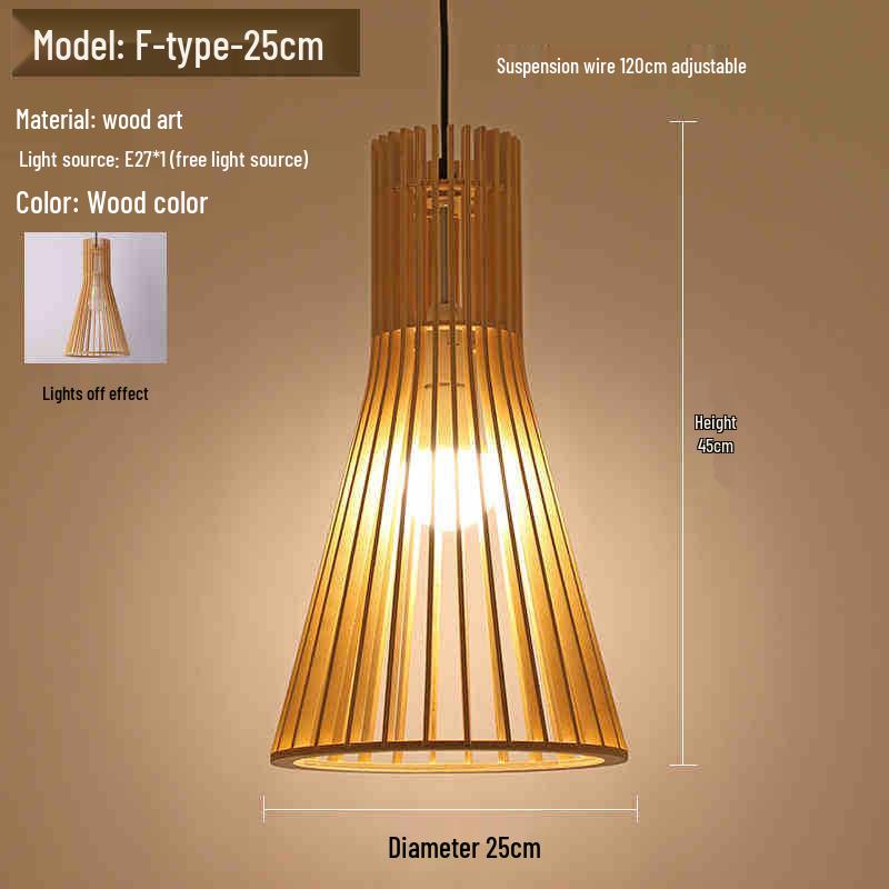 Zen Japanese Wood Pendant Light for Tea Rooms, Restaurants, Bedrooms, and Living Rooms