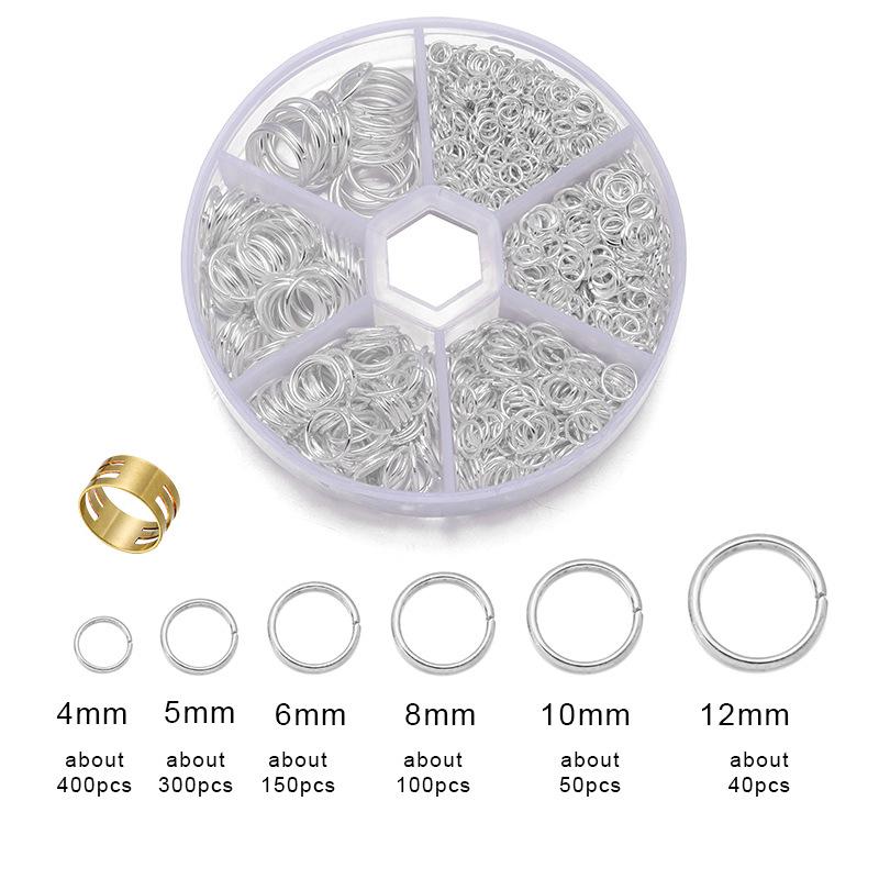 1040pcs Boxed Iron Jump Rings for DIY Handmade Jewelry - Single Loop / Closed Rings