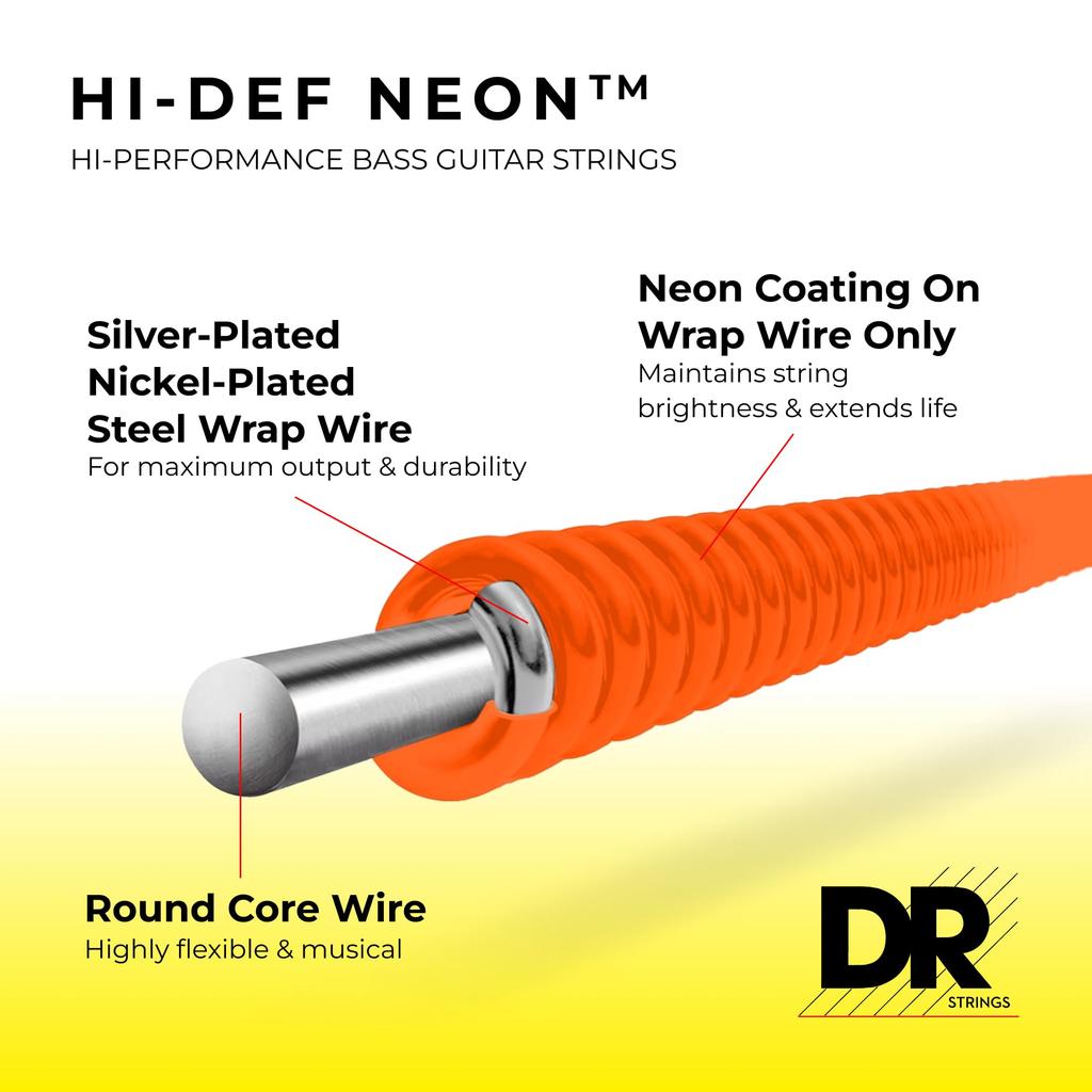 DR Strings DR Neon Series 5-String Bass Strings NMCB5-45 .045-.125