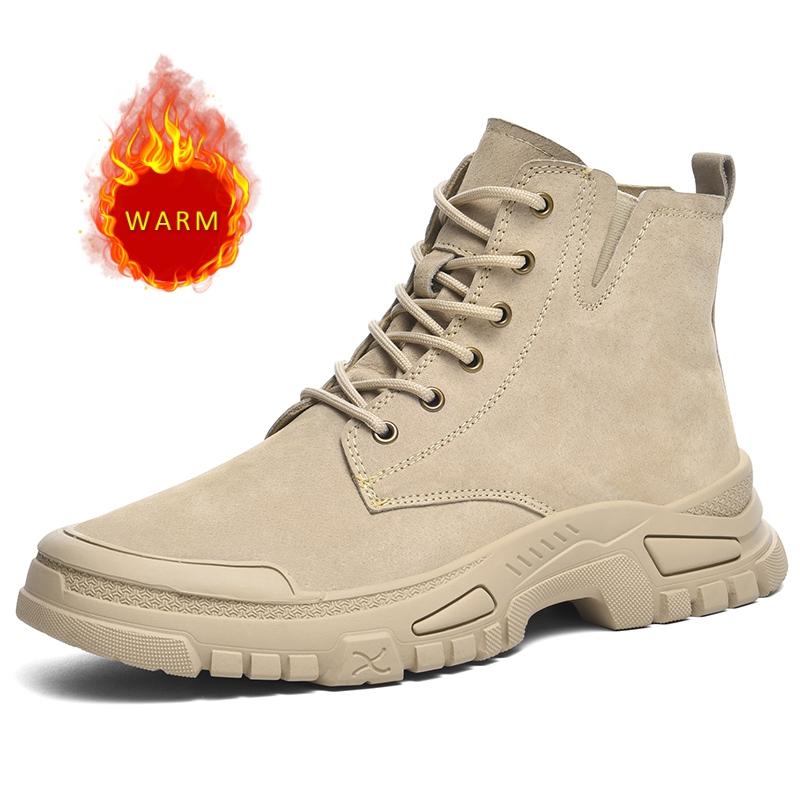 Fashion 2024 Winter Hot Selling Men's Workwear Boots Warm Cotton Shoes Outdoor Trendy High Top Shoes Men's Thick Soled Hiking Shoes